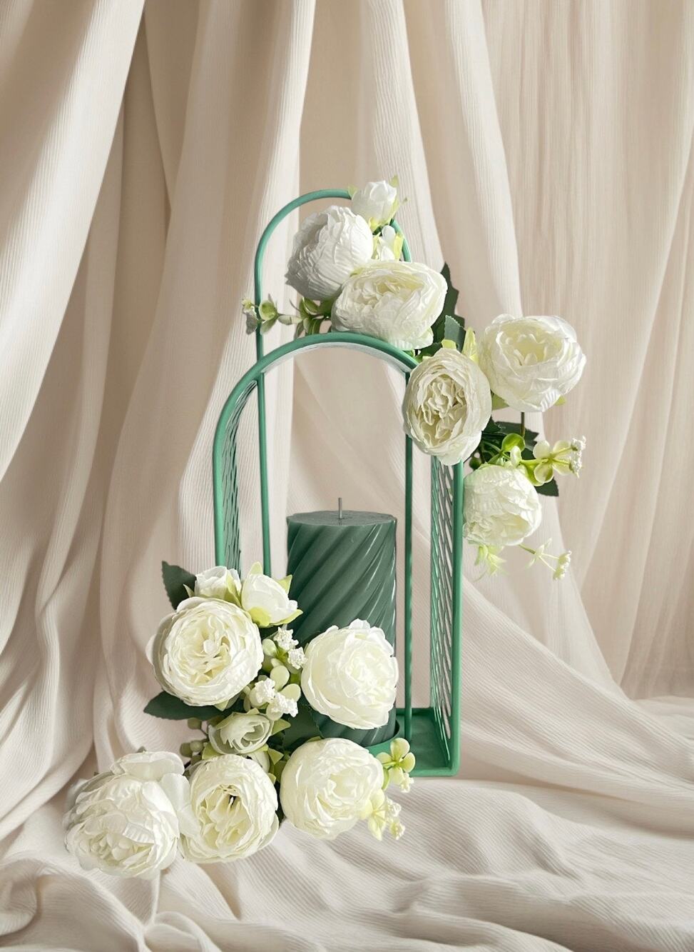 Metal Neon Green Candleholder Centerpiece